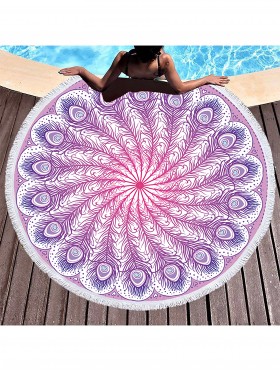 Feather Round Beach Towel